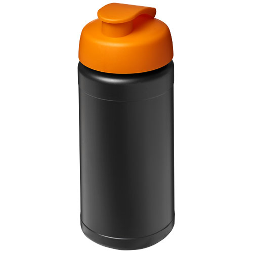 Bouteille 500 ml recyclée personnalisable Baseline noir / Orange